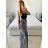 Kalhoty dlouhé letní dámské (S/M/L ONE SIZE) ITALSKÁ MÓDA IMM24M34497/DUR -   Černo-bílá -   M/L