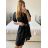 Šaty košilové bavlněné 3/4 dlouhý rukáv dámské (S/M/L ONE SIZE) ITALSKÁ MÓDA IM424PAULA/DUR -   čierna
 -   M / L