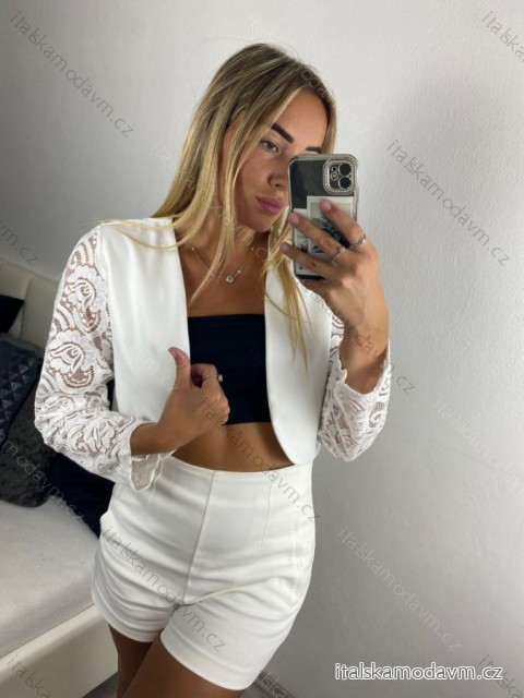 Bolerko krajkové dlouhý rukáv dámské (S/M/L ONE SIZE) ITALSKá MóDA IM324160/DU -   biela -   M / L