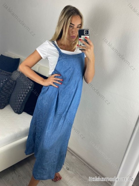 Šaty letné dlhé na ramienka s tričkom dámske (S / M ONE SIZE) TALIANSKÁ MÓDA IMSM24RIMINA/DUR -   tmavo modrá -   S / M