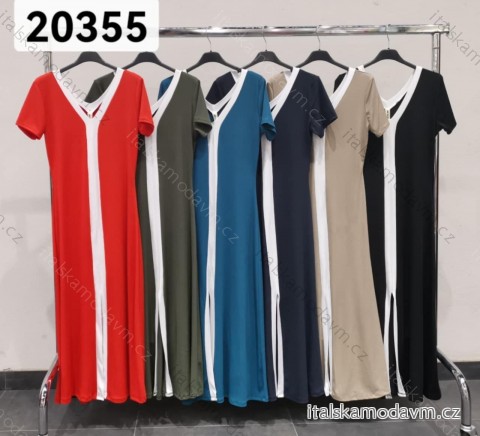 Šaty dlhé elegantný krátky rukáv dámske (S/M ONE SIZE) TALIANSKA MÓDA IMM24M20355/DUR - čierna
- S / M