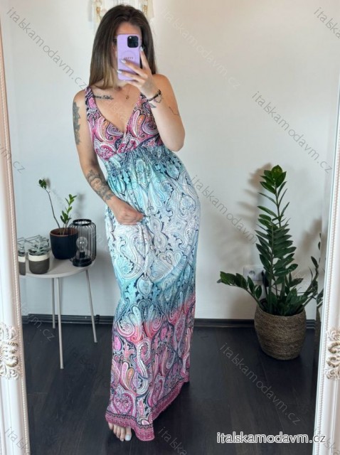 Šaty dlhé na ramienka icecool dámske (L/XL/2XL/3XL ONE SIZE) FRANCÚZSKA MÓDA FMB23197-X/DR