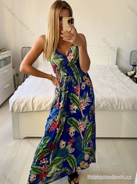 Šaty dlouhé letní icecool na ramínka dámské (M/L-XL/2XL) AINUOSI ITALSKÁ MODA IMB249056/DUR -   modrá -   XL/2XL