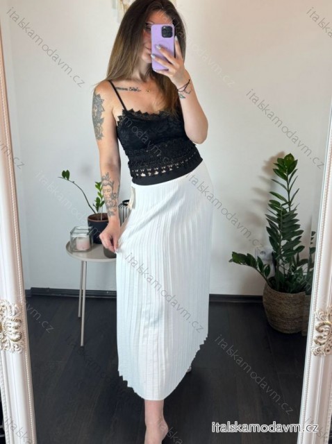 Sukňa skládaná dlhá dámska (S/M ONE SIZE) TALIANSKA MóDA IMSM24036/DR biela S / M