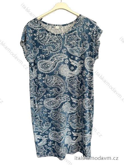 Šaty krátky rukáv dámske nadrozmerné (L-3XL) POLSKÁ MÓDA PMF23MOZAIK