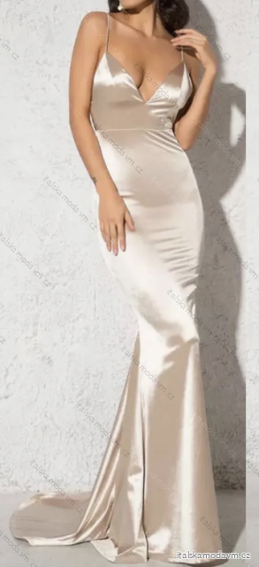 Šaty dlouhé elegantní na ramínka dámské (S/M ONE SIZE) ITALSKÁ MÓDA IMPBB24C22931/DU -   růžová světlá -   S/M