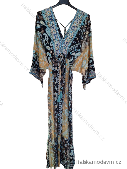 Šaty letné indické krátky rukáv dámske (S/M/L ONE SIZE) INDICKÁ MÓDA IMM24MAVIVA-5/DU