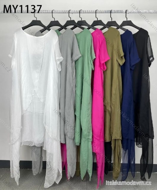 Šaty dlhé letné krátky rukáv dámske (42/44/46/48/50 ONE SIZE) TALIANSKA MÓDA IMPMY241137