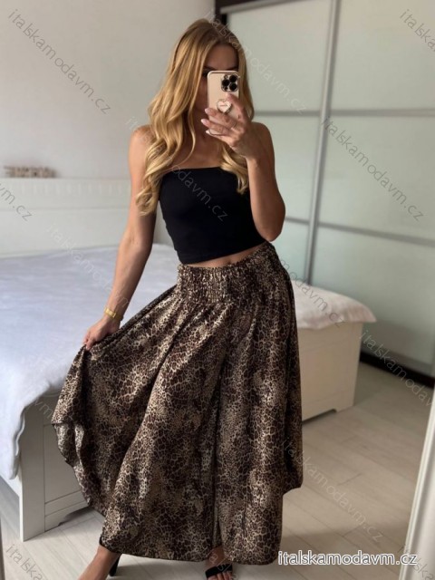 Kalhoty letní sukňové dlouhé dámské (S/M/L ONE SIZE) ITALSKÁ MÓDA IMD247023-2/DUR -   hnědá gepard -   M / L