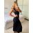 Šaty dlhé elegantné na ramienka dámske (S/M ONE SIZE) TALIANSKA MÓDA IMPMD2433816/DU -   čierna
 -   S / M