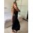 Šaty dlhé elegantné na ramienka dámske (S/M ONE SIZE) TALIANSKA MÓDA IMPMD2433816/DU -   čierna
 -   S / M