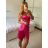 Šaty elegantní společenské krátké saténové na ramínka dámské Francesca (XS/S/M ONE SIZE) ITALSKá MÓDA IM322305