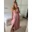 Šaty elegantné spoločenské dlhé na ramienka dámske (XS/S/M/L ONE SIZE) TALIANSKA MÓDA IMWB24KESI/DUR - svetlo modrá - M/L