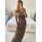 Šaty dlhé elegantné icecool bez rukávov dámske (S/ML/XL) TALIANSKA MODA AINUOSI IMB24LEOPARD-1/DU -   hnědá leopard -   S / M