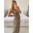 Šaty dlhé elegantné icecool bez rukávov dámske (S/ML/XL) TALIANSKA MODA AINUOSI IMB24LEOPARD-2/DU -   hnědá leopard -   S / M