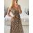Šaty dlhé elegantné icecool bez rukávov dámske (S/ML/XL) TALIANSKA MODA AINUOSI IMB24LEOPARD-2/DU -   hnědá leopard -   S / M