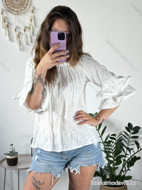 Tunika carmen 3/4 dlhý rukáv dámska (S/M ONE SIZE) TALIANSKA MÓDA IMPLI2427271/DU biela S / M