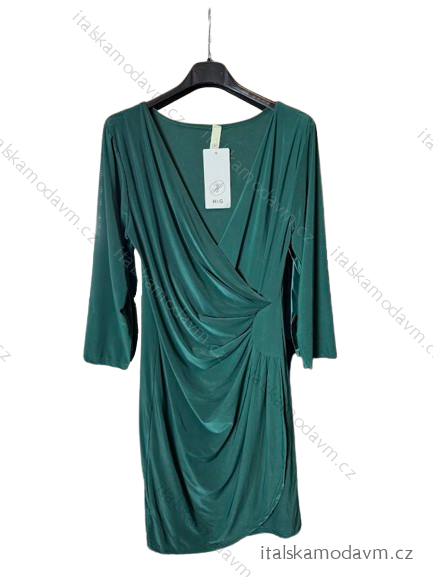 Šaty elegantný dlhý rukáv dámske (S/M ONE SIZE) TALIANSKA MÓDA IMM23M284B/DUR zelená smaragdová S/M