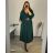 Šaty elegantní dlouhý rukáv dámské nadrozměr (56/58 ONE SIZE) ITALSKá MóDA IM424MARIONA/DU 56/58 tmavě smaragdová