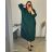Šaty elegantní dlouhý rukáv dámské nadrozměr (56/58 ONE SIZE) ITALSKá MóDA IM424MARIONA/DU 56/58 tmavě smaragdová