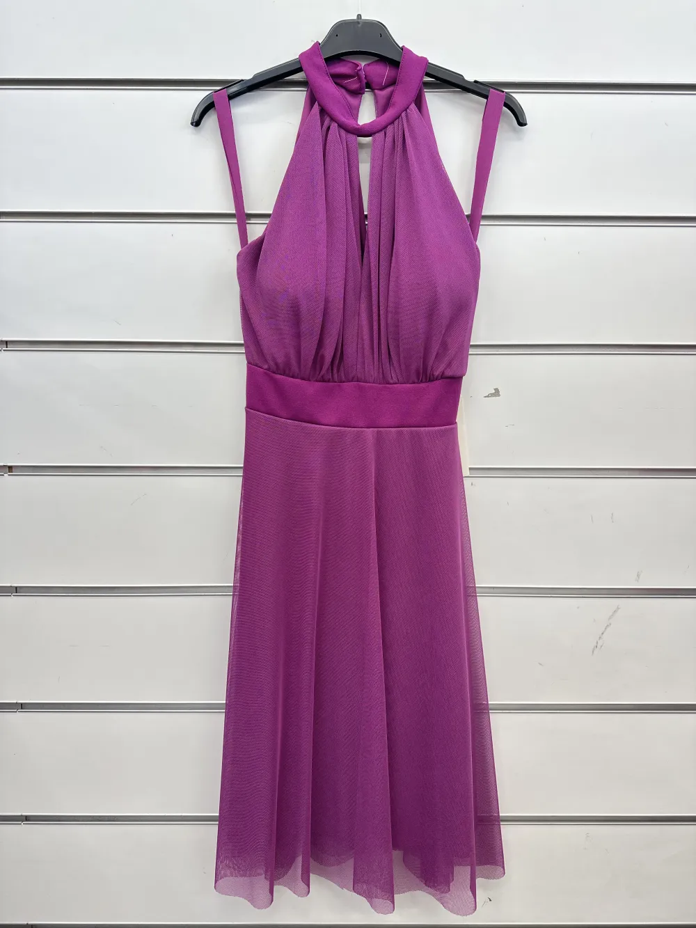 Šaty spoločenské bez rukávov dámske (S/M ONE SIZE) TALIANSKA MÓDA IMPSH2435901/DUR S / M fialová