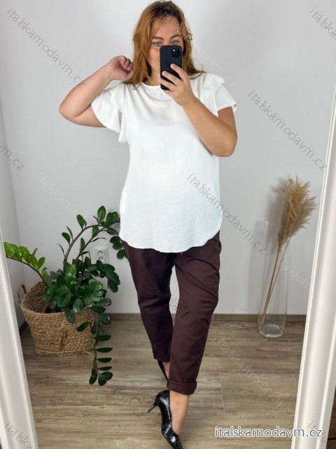 Tunika oversize elegantní krátký rukáv dámská nadrozměr (46/48 ONE SIZE) ITALSKÁ MÓDA IMPLI242252/DUR -   biela -   46/48