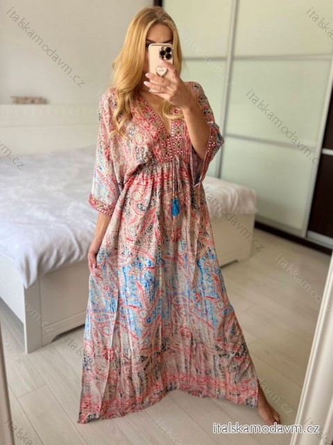 Šaty letní indické krátký rukáv dámské (S/M/L ONE SIZE) INDICKÁ MÓDA IMM24MSHAYRA-3/DU
