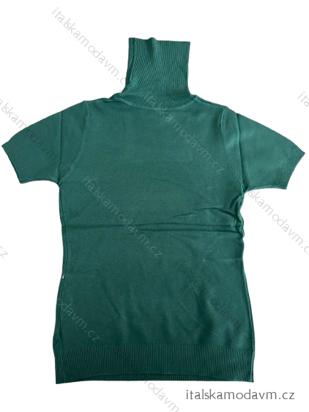 Tričko úpletové s rolákom krátky rukáv dámske (S/M ONE SIZE) TALIANSKA MÓDA IMWCJ23023/DUR smaragdová S/M