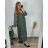Šaty šifónové skladané elegantný dlhý rukáv dámske nadrozmer (48/50/52 ONE SIZE) TALIANSKA MÓDA IMD24312