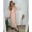 Šaty šifonové plisované elegantní dlouhý rukáv dámské nadrozměr (48/50/52 ONE SIZE) ITALSKÁ MÓDA IMD24312/DUR růžová starorůžová 48/50/52