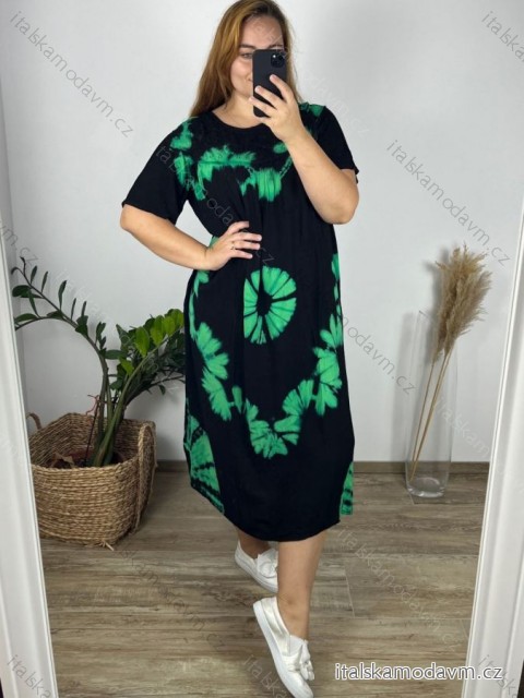 Šaty dlouhé voľnočasové krátky rukáv dámske nadrozmer (M-4XL) TALIANSKA MÓDA HAG24Y66/DUR -   zelená -   XL/2XL