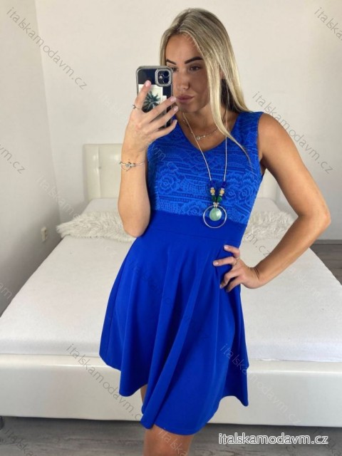 Šaty elegantní krátké bez rukávu  dámské (S/M ONE SIZE) ITALSKÁ MÓDA IM3221124/DU -   modrá královská -   S/M