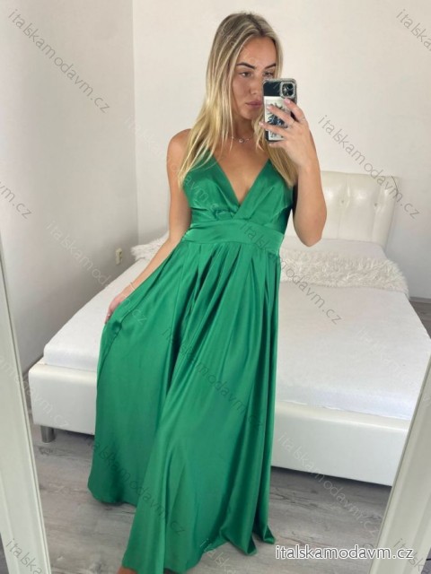 Šaty dlouhé na ramienka saténové dámske (S/M ONE SIZE) TALIANSKA MÓDA IM324300/DU -   zelená -   S / M