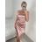 Šaty společenské carmen krátké bez rukávu dámské (S/M ONE SIZE) ITALSKá MóDA IM324301/DU -   růžová starorůžová -   S/M