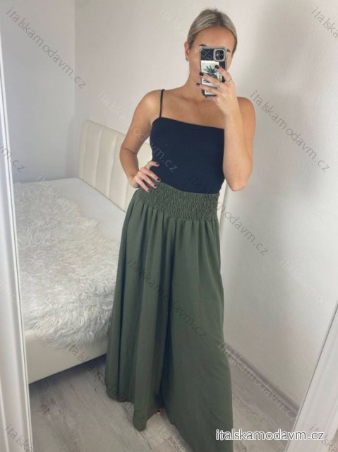 Kalhoty letní oversize dámské (S/M/L/XL/2XL ONE SIZE) ITALSKÁ MODA IM424445/DR -   zelená khaki -   XL/2XL