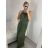 Šaty dlouhé na ramínka letní šifonové bez rukávu dámské (S/M/L ONE SIZE) ITALSKÁ MÓDA IMWB22049/DUR M/L zelená