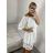 Overal krátký krajkový boho 3/4 dlouhý rukáv dámský (S/M/L ONE SIZE) ITALSKÁ MÓDA IMWGS24127/DU S/M bílá
