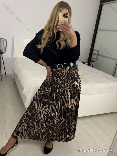 Sukně dlouhá skládaná dámská (S/M/L ONE SIZE) ITALSKÁ MÓDA IMM24M4304A-1/DUR S/M hnědá