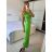 Šaty dlouhé letní elegantní na ramínka dámské (S/M ONE SIZE) ITALSKÁ MÓDA IMPBB24H6536/DU -   zelená neon -   S/M