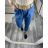 Kalhoty s páskem  dlouhé  dámské (S/M ONE SIZE) ITALSKá MODA IM424BELTINA/DR S/M modrá