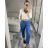 Kalhoty s páskem  dlouhé  dámské (S/M ONE SIZE) ITALSKá MODA IM424BELTINA/DR S/M modrá