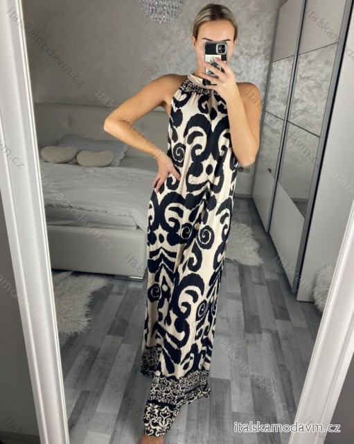 Šaty dlhé bez rukávov letné icecool dámske (S/M/L ONE SIZE) TALIANSKA MÓDA IMM24M2942-2/DR