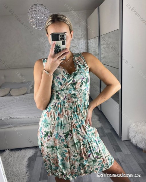 Šaty letní krátké bez rukávu dámské (M/L, XL/2XL)  IMB24D2202/DUR -   zelená -   XL/2XL