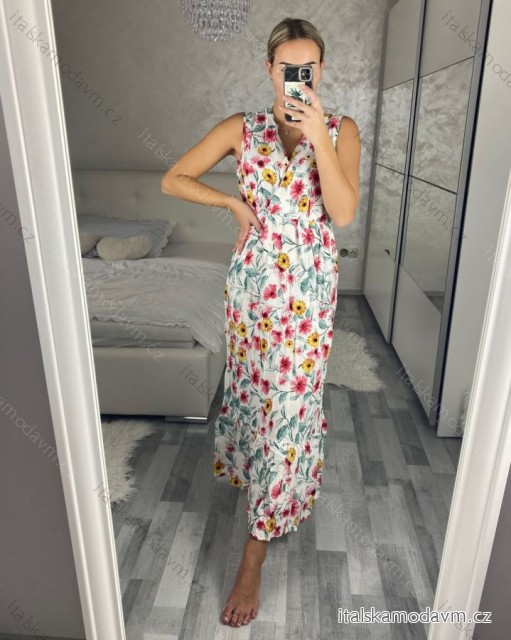 Šaty letní dlouhé bez rukávu dámské (M/L, XL/2XL)  IMB24D2212/DUR -   bílá -   XL/2XL