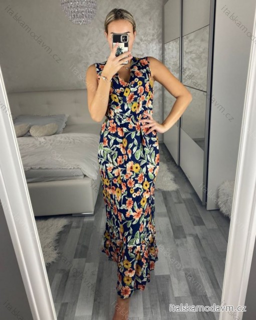 Šaty letné dlouhé bez rukávov dámske (M/L, XL/2XL) IMB24D2212/DUR -   tmavo modrá -   M / L