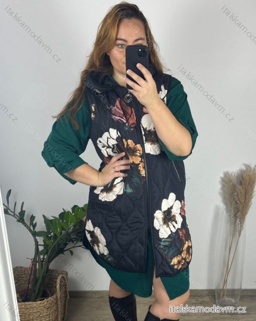 Vesta na zips s kapucňou dámska nadrozmer (44/46/48 ONE SIZE ) TALIANSKA MóDA IMSM24ROSE/DR