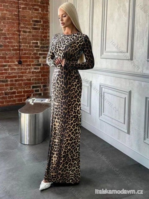 Šaty dlhé elegantný dlhý rukáv dámske (S/M ONE SIZE) TALIANSKA MÓDA IMM24M0229
