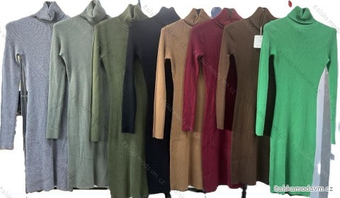 Šaty dlhé úpletové s rolákom dlhý rukáv dámske (S/M/L ONE SIZE) TALIANSKA MÓDA IMM24M2090