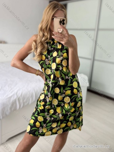 Šaty krátke letné icecool bez rukávov dámske LIMONE (S/M ONE SIZE) TALIANSKA MÓDA IMM2384269A-9/DU S / M čierna