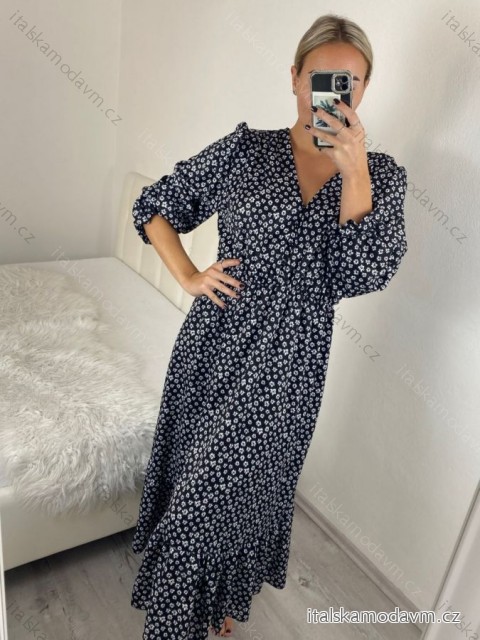 Šaty dlouhé dlouhý rukáv dámské (M/L ONE SIZE) ITALSKÁ MÓDA IMWGB24092-1/DR M/L Černá